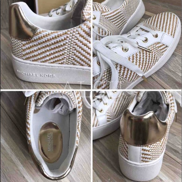 🌸Sale🌸 Michael Kors Poppy Lace Up Diagonal Weave Natural Size 9.5 49S9POFS3D - Picture 4 of 8